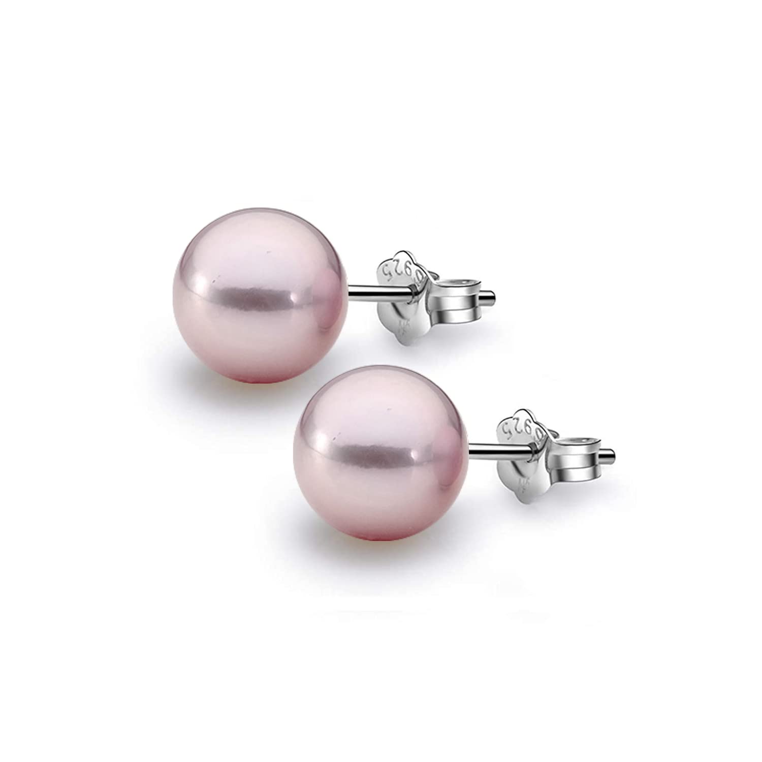 HIGHSPARK 925 Silver Classic Pearl Earrings for Women | 92.5 Sterling Silver & Brilliant Lustre Pearls | Lovely Gift for Women