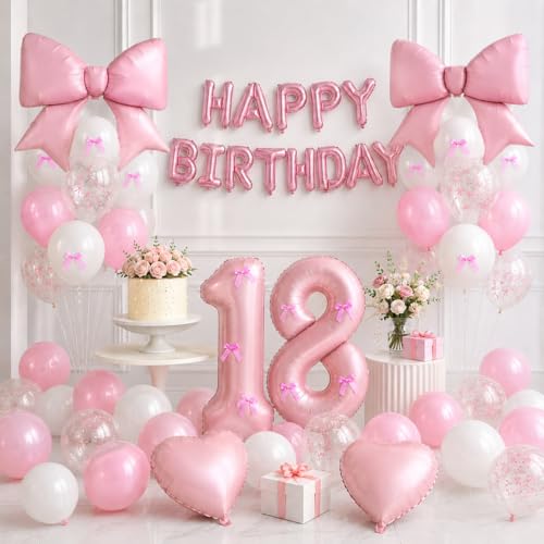 Image of 18th Birthday Decorations for Girl,Pink 18 Balloons for Party Decorations