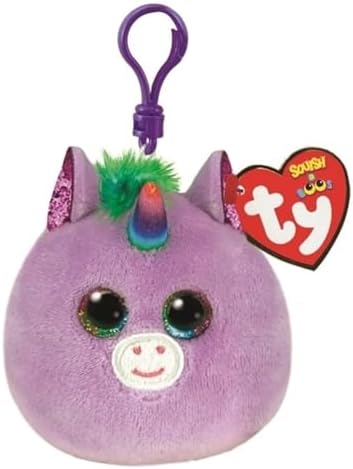 Ty Squish-a-Boos (Plastic Key Clip) - Rosette the Purple Unicorn – Soft Plush Stuffed Animal image 2