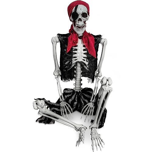 SIFOEL Halloween-Skelett 165cm realistische Lebensgröße posable menschliche Skelett Knochen mit beweglichen Gelenken für Halloween Spukhaus Dekoration (2)