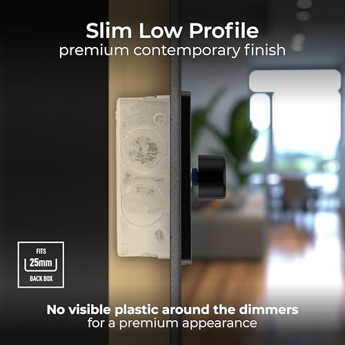 BG Electrical Intelligent Double Wall Dimmer Switch, 2 Way, Screwless Front Plate, Evolve, Matt Black, 200W, PCDMB82B - Image 2