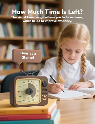 Image of LIORQUE Visual Timer for Kids with Pause, 60 Minute Countdown Timer, Brown