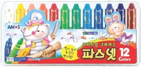 Amos Premium Non-toxic Silky Crayon Pasnet 12 Colors