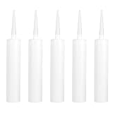 DOITOOL 5 Pack Refillable Empty Caulk Tubes 20 Oz Plastic Sealant Cartridges with Plunger Caps for Home Repairs Tile Grout Filling Crack Sealing