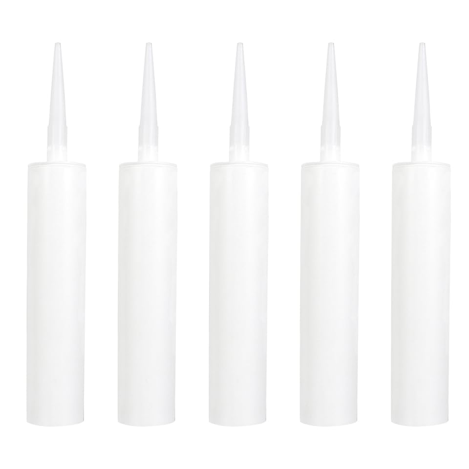 Image of DOITOOL 5 Pack Empty Caulk Tubes 13Oz Refillable Sealant Cartridges with Plunger Caps for Home Improvement Tile Grout Crack Filling and Sealing