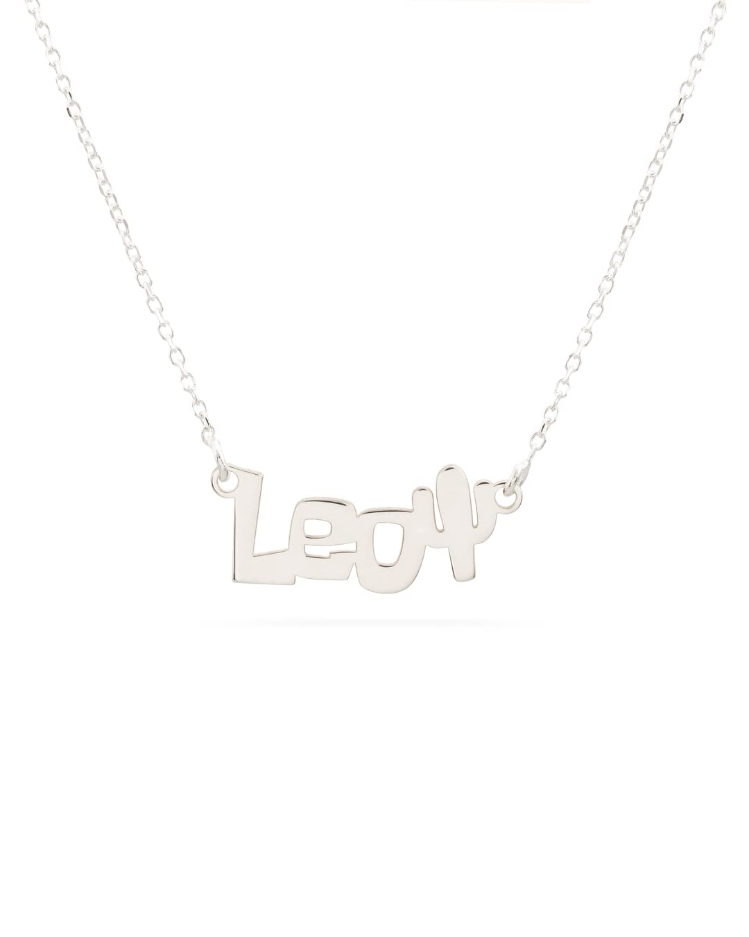 Colgante Personalizado con Nombre - Plata de Ley 925/1000 para Mujer – Collar Artesanal con Cadena Ajustable - Hecho en España (Modelo Cactus, Plata de Ley)