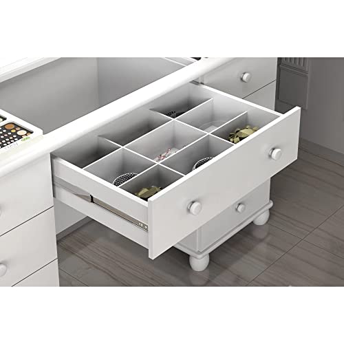 penteadeira lx camarim 9 gavetas branco com led e espelho com banqueta