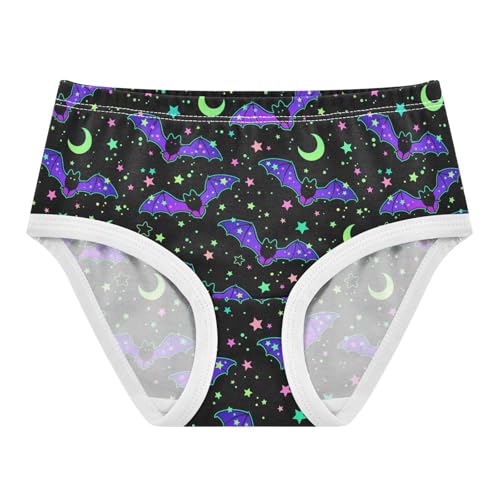 Little Girls' Soft Cotton Underwear Kids Breathable Comfort Bats Bright Stars Sky Panties Briefs Toddler