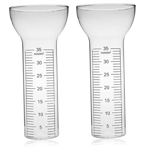 CUCUFA Lot de 2 pluviomètres électriques en Verre Borosilicate avec échelle Transparente, Outil de Mesure Remplacement pour l'extérieur