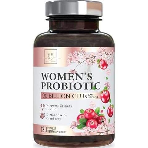 Probiotics for Women with Prebiotics, 90 Billion CFU & 16 Diverse Strains, Cranberry & D-Mannose, Extra Strength Womens Probiotic for Digestive, Vaginal, Urinary & Immune Health Support - 120 Capsules Cover