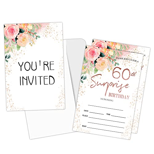 Zodvery tarjetas de 60 cumpleaños con encanto rosa floral para momentos especiales