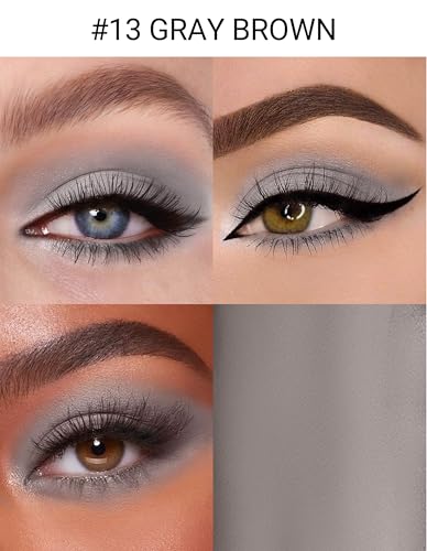 Erinde Matowy kredka do powiek, matowy sztyft do powiek, wodoodporny i trwały, kremowy połyskujący eyeliner, metaliczny połyskujący kredka do oczu #13, szaro-brązowy