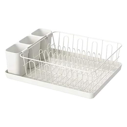 Ikea Dish Drainer with TSS Cotton Balls and Removable Tray Underneath, 42x30 cm, 5 Pieces (White)(Stainless Steel)