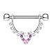 beyoutifulthings Brustwarzen-Piercing GROSSES Herz Intim-Piercing Brust-Piercing Edelstahl Silber Clear Pink Stab 1,6mm 12mm