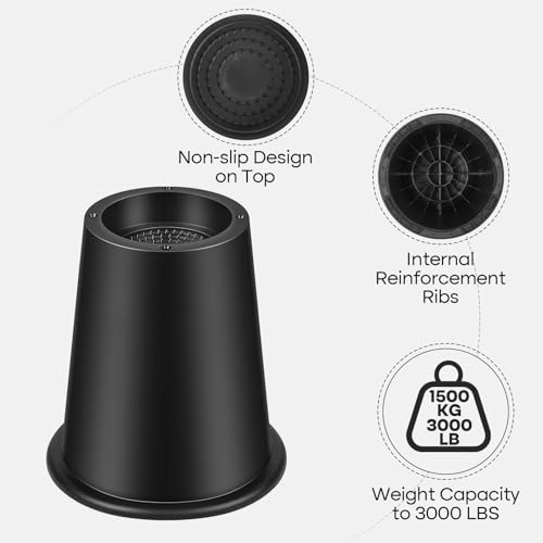 MCXYEM Bed Riser/Furniture Lift Bed/Bed risers/Furniture Lifter/Table risers/Frame Risers Create Under Bed Storage Heavy Duty for Furniture Height Adjustment Round Black (6 Pack, New 6 Inch) — view 3