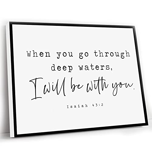 Home Office Wall Decor,Isaiah 43:2 When You Go Through Deep Waters Scripture Printable Svg Cut Files Bible Verse Print Wall Art Farmhouse Nursery Decor Baptism,8x12 Inch Framed Wall Art