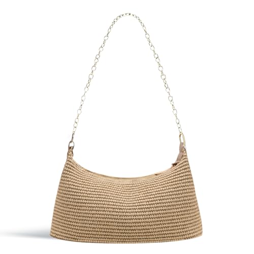 Straw Shoulder Purses for Women Summer Beach Purse Straw Woven Shoulder Bag Crossbody Womens Handbags for Vacation