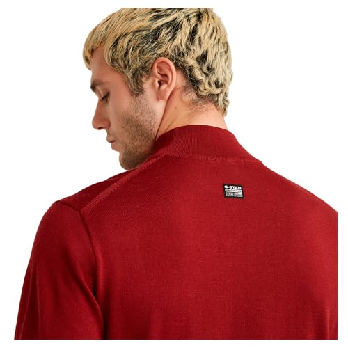 G-Star Herren Premium Core Mock Neck Knitted Pullover, Rot (Dry red D25175-D847-5298), L – Ansicht 6