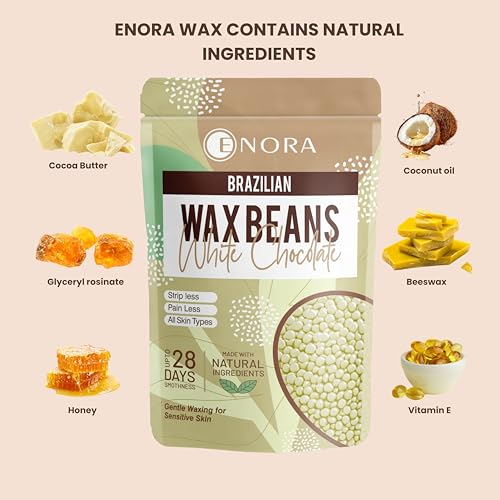 Image of ENORA Brazilian Face Wax for Women | India's 1st Liposoluble Stripless Wax | With Spatula | Natural Ingredients | For Upper Lips, Chin, Cheeks & Hairline (250 g, WHITE CHOCOLATE)