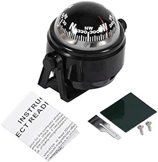 Car Bracket Mount Compass, Waterproof Sea Marine Navigation Dash Direction Pointing Guide Ball Compass for Boat Caravan Truck (Black)