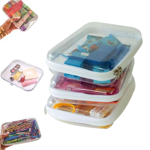 Generic Clear zipper box, snack box, makeup bag, stationery storage bag (small -3PCS) (Medium - 3PCS)