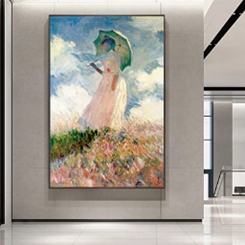 Toile Claude Monet Femme avec un Parasol 60x80cm pour décoration impressionniste