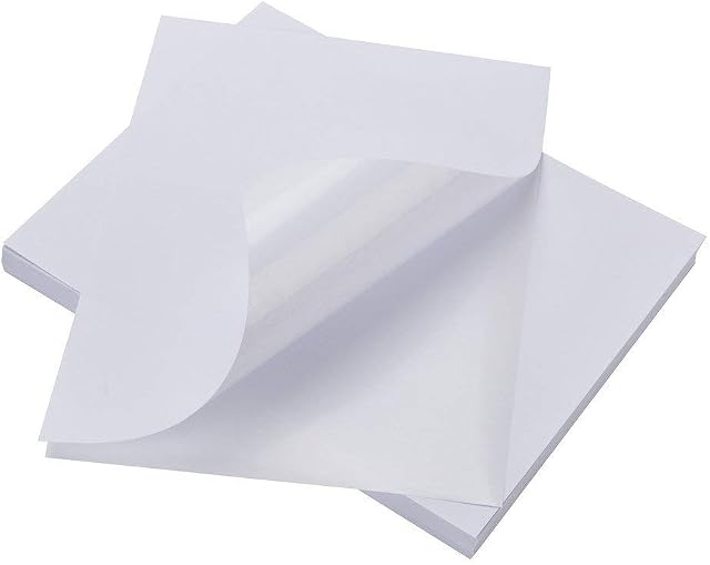 9527 Product 100 Feuilles Feuille complète Imprimante papier, 8.5" x 11" Papier autocollant blanc, étiquettes d'autocollant en feuilles, étiquettes pour les imprimantes laser/jet d'encre