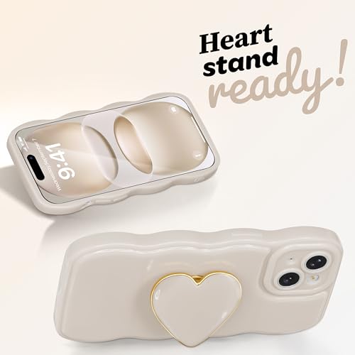 Aurorastar for iPhone 14 Case, White Wave Frame with Stand — view 5