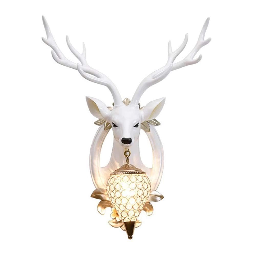 Éclairage mural tête de cerf avec abat-jour en cristal diffusant USMJQVZ