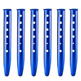 Azarxis Snow Sand Tent Stakes Pegs Aluminum U-Shaped Lightweight Heavy Duty Ground Nails for Beach Shade Canopy Camping Hiking Backpacking Picnic (Blue)