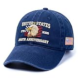 FLAGWIX 250th Anniversary USA Hat - Adjustable Embroidered Patriotic American Eagle Baseball Cap - 4th of July Vintage Eagle Hat for Men Women Veteran Army Military, America 250th Anniversary Cap