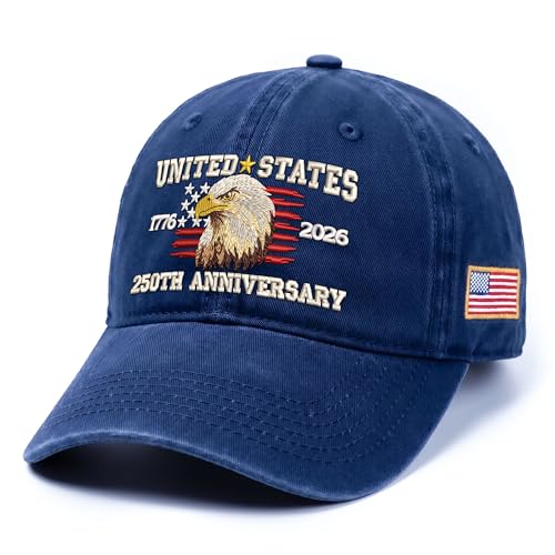 FLAGWIX 250th Anniversary USA Hat - Adjustable Embroidered Patriotic American