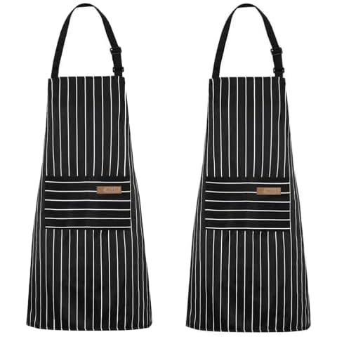 2 Pack Unisex Adjustable Bib Apron with Pockets Cooking Kitchen Chef Women Men Aprons for Home Kitchen, Restaurant,Coffee House Cover