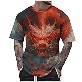 3D Dragon Printed T-Shirts for Men 2024 Graphic Tees Summer Short Sleeve T Shirts Streetwear Tshirt Tops Wine