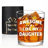 Jmugmt Awesome Like My Daughter Whiskey Glass, Awesome Gifts for Dad, Birthday Fathers Day Christmas Gifts for Dad from Daughter 10 OZ Old Fashioned Glass with Gift Box