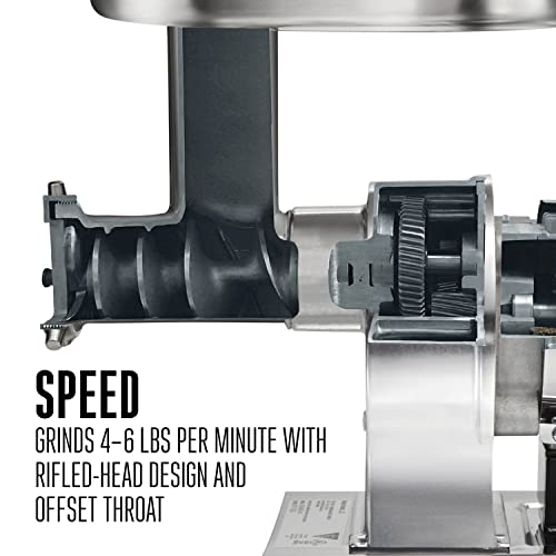 Weston 09-0801-W Butcher Series Electric Meat Grinder & Sausage Stuffer, Commercial Grade, 0.5 Hp And 375 Watts, 6 Lbs Per Minute, Stainless Steel #TOP2