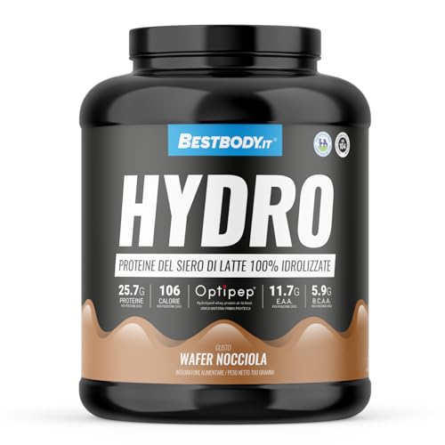 BestBody - Hydro Optipep - Proteine del Latte Idrolizzate Optipep DH4 di Carbery per la Crescita della Massa Muscolare, Ricco di EAA e BCAA, Bromelina e Vitamina B6, 90% Proteine, Nocciola, 700g