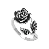 Rose Blossom Ring, 925 Sterling Silver, Romantic Rose Flower For Women and Gilrs, Adjustable Rose Fl