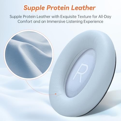 Image of Aurivor Replacement Ear Pads for Bose QuietComfort 45 35 ii (QC45 QC35) Headphones, Earpads Cushions for QC SE SC & New Quiet Comfort (Deep Bass), with Softer Foam & Protein Leather (Moonstone Blue)