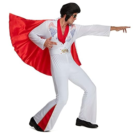 Morph Disfraz Elvis Rey Del Rock y Roll Hombre, Años 70, Cantante, Disco, Despedida, Carnaval y Halloween, L