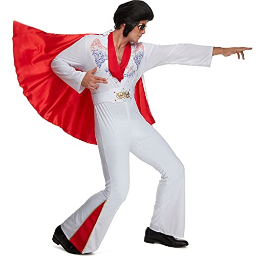 Morph Déguisement Elvis, Costume Disco Homme, Deguisement Disco Homme, Deguisement Homme Annee 70, Costume Blanc, Deguisement Homme Carnaval, Deguisement Carnaval Adulte Taille L