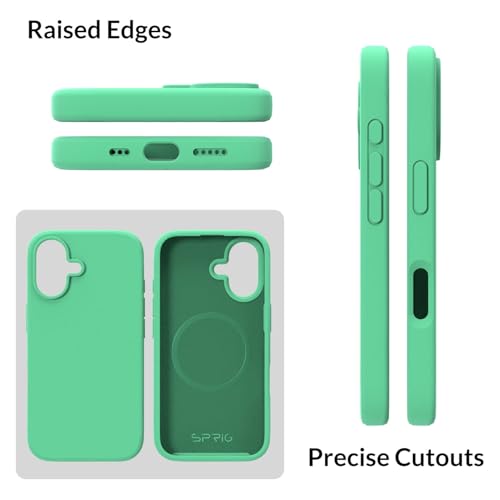 Image of SPRIG Compatible with iPhone 16 Premium SilkMag (Liquid Silicone Magnetic) Back Cover Drop Tested Shock Proof Mobile Case for Men, Women, Boys and Girls with Camera Protection (Pastel Green)