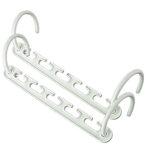 5starsuperdeals 5-Piece White Plastic Cascading Space Saving Closet Hangers Dress/Shirt/Pant