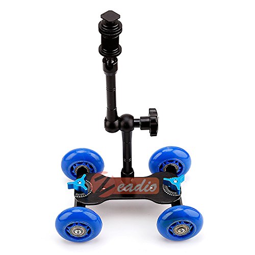 Zeadio Magic Arm Tabletop Portable Skater Dolly Rail Car Kits for all LCD Field Monitor Canon Nikon all Video DSLR Camera Rig - Image 2