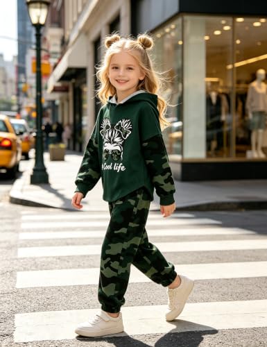 Image of Girls Fall Outfits Sweetie-girl Hoodie and Camo Pants Size 6-16
