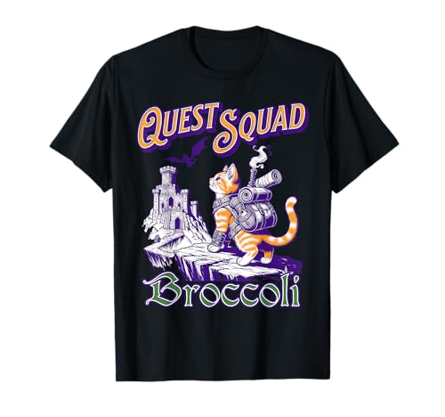 Broccoli Cat Quest Fantasy Squad Hombres Mujeres Niños RPG Camiseta
