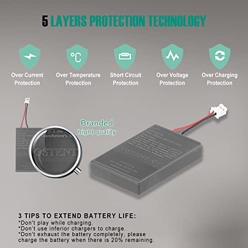 Image of OSTENT 1000mAh 3.65V 3.7Wh Rechargeable Li-ion Battery Pack Replacement for Sony PS4 Original CUH-ZCT1 Series Bluetooth Wireless Dual Shock Controller First Generation Old Version Big Connector