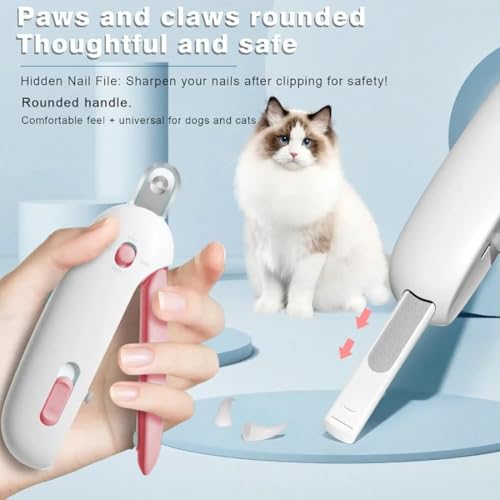 Cortauñas Gato, Profesionales Tijeras Uñas Gatos de Acero Inoxidable, con Cerradura de Seguridad y Lima, para Gatos, Gatitos, Kittys, Cachorros, y Más Mascotas, Rosa - imagen 5