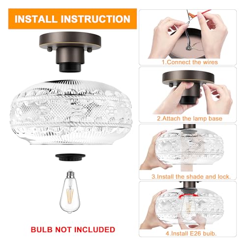 Apoto 3028C Semi Flush Mount Ceiling Light Fixture,Oil Rubbed Bronze Kitchen Lighting Fixtures Ceiling thumb #8