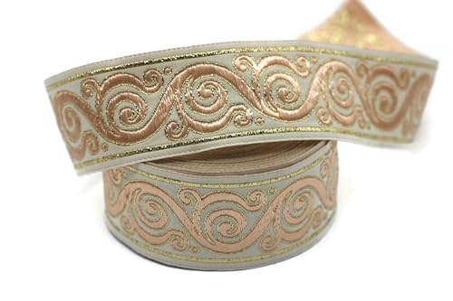 Ruban jacquard escargot celtique pêche 9,9m pour customisation de vêtements - 4